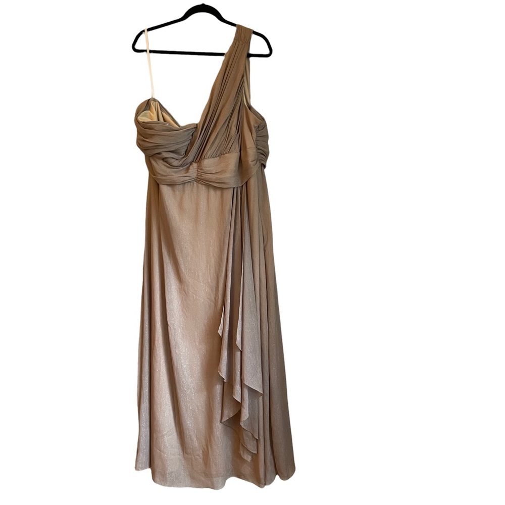 Torrid Premium Beige & Silver Thread One Shoulder Formal Dress, Size 22